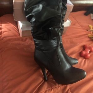 THIGH HIGH FAUX LEATHER  BOOTS